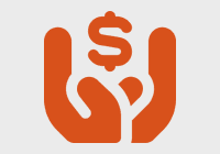 Hands holding a dollar sign icon.